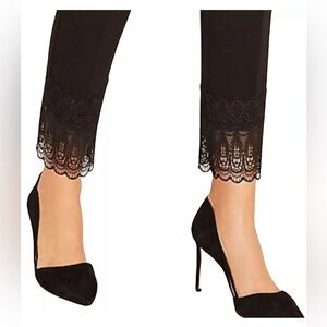 Ann Taylor black Lace Hem Ankle dress Pant in Double-weave Size 6 msrp $119